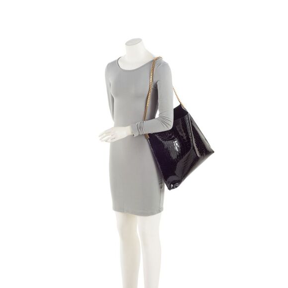 Saint Laurent Patent Croc Embossed Leather Suzanne Medium Hobo - Picture 5 of 14